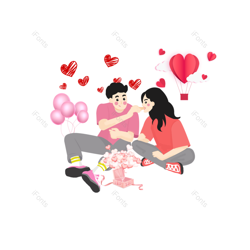 手绘插画图片,七夕元素,约会PNG,爱情免抠素材